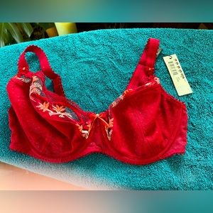 NWT FANTASIE red unlined bra. 36G